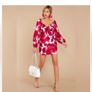 Aura Red Floral Print Dres